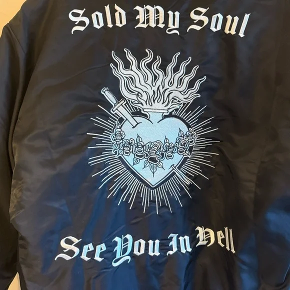 Black Graphic Bomber Jacket - Picture 7 of 10